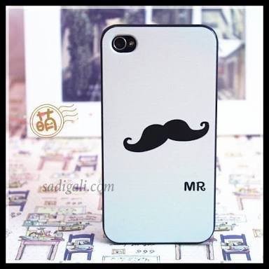Mr Mustache Mobile Back Sticker