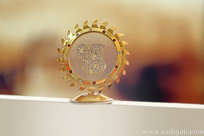 Ik Onkar with Diamonds for Car Dashboard and Home Decor