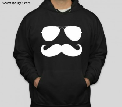 Black And White Mustache Swagger Hoodie