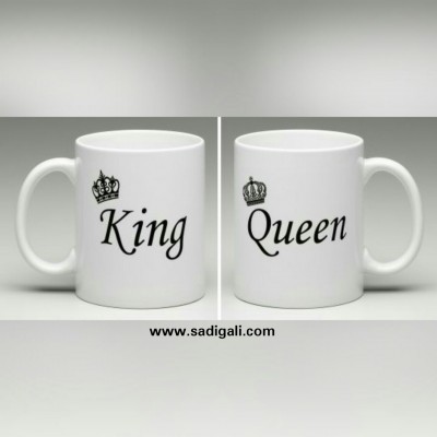 King & Queen White Coffee Mug for Couples