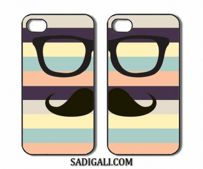 Iphone Pair Back Cover Black Mustache And Goggles